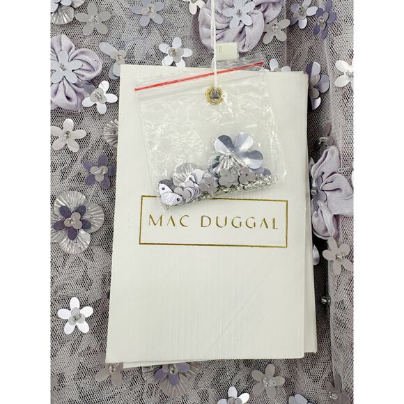 MAC DUGGAL Dress Size 10 Evening Gown Sequin NEW Lavender Purple Floral Puff Slv - Picture 4 of 10